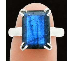 Faceted Blue Labradorite Ring size-9 SDR243983 R-1020, 10x14 mm