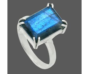 Faceted Blue Labradorite Ring size-9 SDR243983 R-1020, 10x14 mm