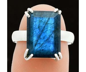 Faceted Blue Labradorite Ring size-7 SDR243984 R-1020, 10x14 mm