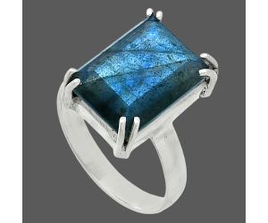 Faceted Blue Labradorite Ring size-7 SDR243984 R-1020, 10x14 mm