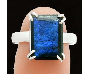 Faceted Blue Labradorite Ring size-8.5 SDR243985 R-1020, 10x14 mm