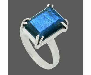 Faceted Blue Labradorite Ring size-8.5 SDR243985 R-1020, 10x14 mm