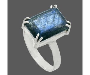 Faceted Blue Labradorite Ring size-8.5 SDR243986 R-1020, 10x14 mm