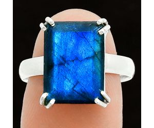 Faceted Blue Labradorite Ring size-8 SDR243987 R-1020, 10x14 mm