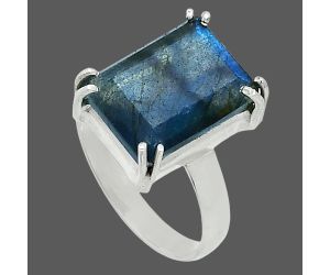 Faceted Blue Labradorite Ring size-8 SDR243987 R-1020, 10x14 mm