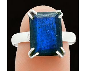 Faceted Blue Labradorite Ring size-8.5 SDR243988 R-1020, 10x14 mm