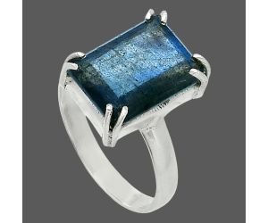 Faceted Blue Labradorite Ring size-8.5 SDR243988 R-1020, 10x14 mm