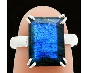 Faceted Blue Labradorite Ring size-8 SDR243989 R-1020, 10x14 mm