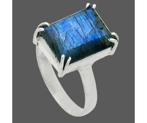 Faceted Blue Labradorite Ring size-8 SDR243989 R-1020, 10x14 mm