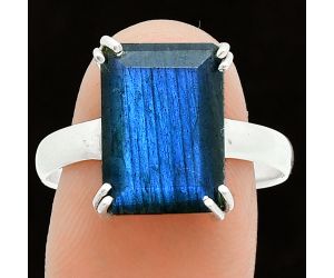 Faceted Blue Labradorite Ring size-10 SDR243991 R-1020, 10x14 mm