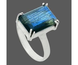 Faceted Blue Labradorite Ring size-10 SDR243991 R-1020, 10x14 mm