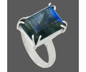 Faceted Blue Labradorite Ring size-8 SDR243992 R-1020, 10x14 mm