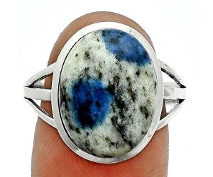 K2 Blue - Azurite In Quartz Ring size-9.5 SDR243993 R-1006, 12x16 mm