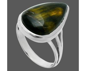 Blue Tiger Eye Ring size-10 SDR244003 R-1006, 13x19 mm