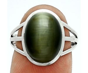 Genuine Cats Eye Ring size-8 SDR244005 R-1006, 10x14 mm