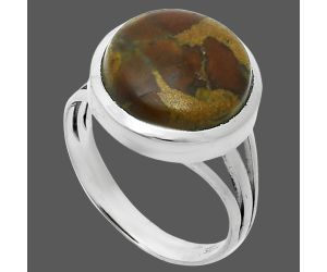 Bamboo Jasper Ring size-8 SDR244007 R-1006, 13x13 mm