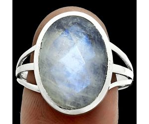 Rainbow Moonstone Checker Ring size-10 SDR244037 R-1006, 12x16 mm