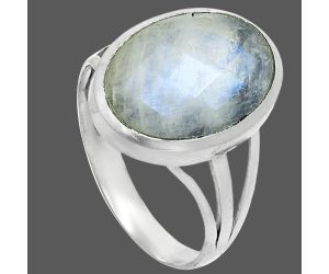 Rainbow Moonstone Checker Ring size-10 SDR244037 R-1006, 12x16 mm