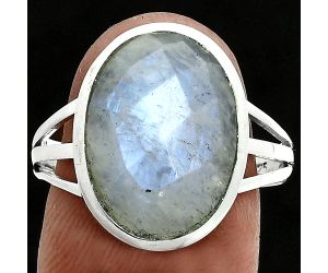 Rainbow Moonstone Checker Ring size-9.5 SDR244038 R-1006, 12x16 mm