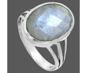 Rainbow Moonstone Checker Ring size-9.5 SDR244038 R-1006, 12x16 mm