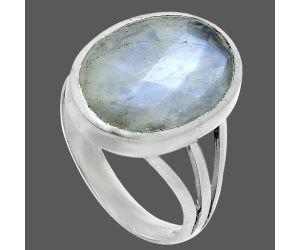 Rainbow Moonstone Checker Ring size-8 SDR244039 R-1006, 12x16 mm