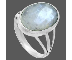 Rainbow Moonstone Checker Ring size-10 SDR244040 R-1006, 12x16 mm