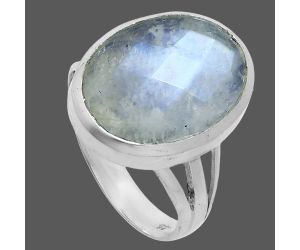 Rainbow Moonstone Checker Ring size-7 SDR244041 R-1006, 12x16 mm