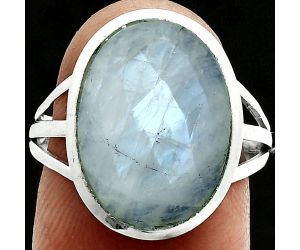 Rainbow Moonstone Checker Ring size-8 SDR244042 R-1006, 12x16 mm