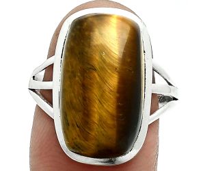 Tiger Eye Ring size-9 SDR244070 R-1006, 11x19 mm