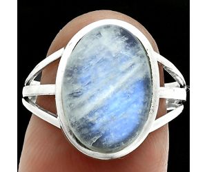 Rainbow Moonstone Checker Ring size-7.5 SDR244082 R-1006, 10x14 mm