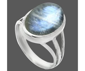 Rainbow Moonstone Checker Ring size-7.5 SDR244082 R-1006, 10x14 mm