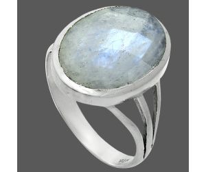 Rainbow Moonstone Checker Ring size-9 SDR244085 R-1006, 12x16 mm