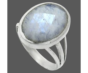 Rainbow Moonstone Checker Ring size-7.5 SDR244088 R-1006, 12x16 mm