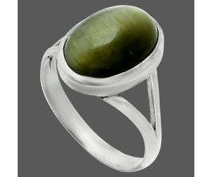 Genuine Cats Eye Ring size-9.5 SDR244100 R-1005, 10x14 mm