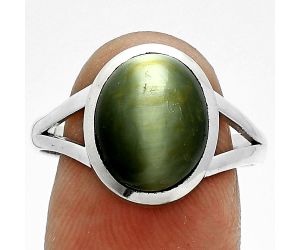 Genuine Cats Eye Ring size-9.5 SDR244103 R-1005, 10x12 mm