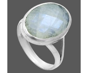 Rainbow Moonstone Checker Ring size-7 SDR244149 R-1005, 12x16 mm