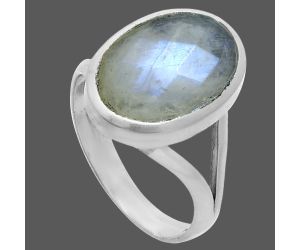 Rainbow Moonstone Checker Ring size-7 SDR244152 R-1005, 10x14 mm