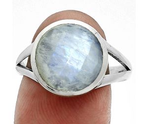 Rainbow Moonstone Checker Ring size-9.5 SDR244155 R-1005, 12x12 mm