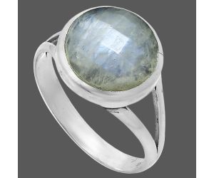 Rainbow Moonstone Checker Ring size-9.5 SDR244155 R-1005, 12x12 mm