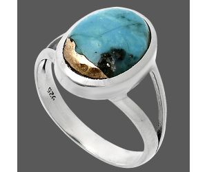 Kingman Copper Teal Turquoise Ring size-8 SDR244176 R-1005, 9x13 mm