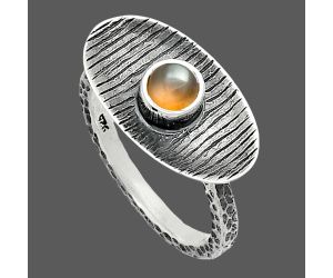 Peach Moonstone Ring size-8 SDR244263 R-1573, 5x5 mm