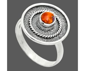 Kingman Orange Dahlia Turquoise Ring size-8 SDR244316 R-1439, 5x5 mm