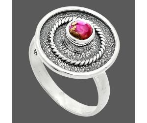 Kingman Pink Dahlia Turquoise Ring size-8 SDR244318 R-1439, 5x5 mm