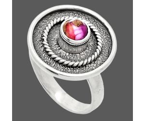 Kingman Pink Dahlia Turquoise Ring size-6 SDR244328 R-1439, 5x5 mm