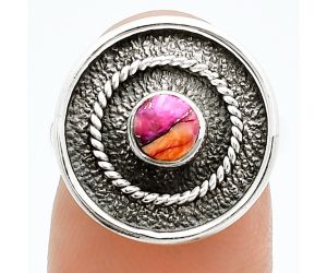 Kingman Orange Dahlia Turquoise Ring size-6 SDR244348 R-1439, 5x5 mm