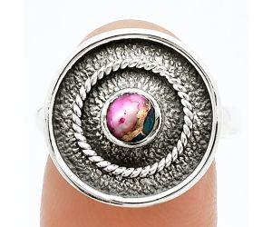 Kingman Pink Dahlia Turquoise Ring size-8 SDR244352 R-1439, 5x5 mm