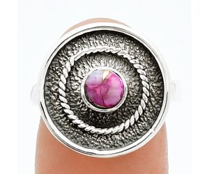 Kingman Pink Dahlia Turquoise Ring size-7.5 SDR244360 R-1439, 5x5 mm