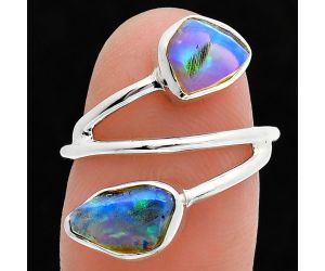 Ethiopian Opal Rough Ring size-7 SDR244521 R-1169, 6x10 mm