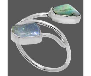 Ethiopian Opal Rough Ring size-9 SDR244526 R-1169, 6x9 mm