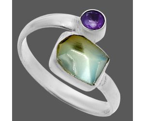 Ethiopian Opal Rough and Amethyst Ring size-8.5 SDR244542 R-1205, 7x9 mm